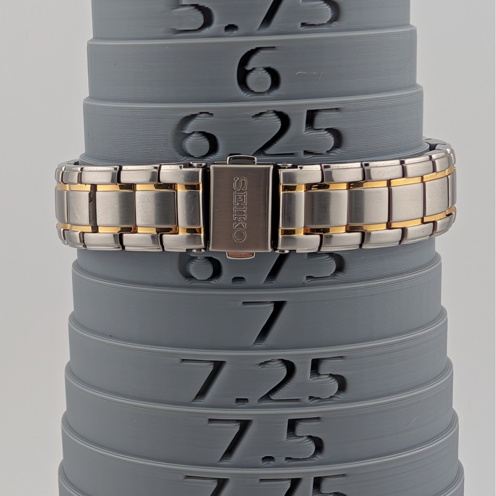 Seiko Solar V137-0AX0 Two Tone Women's Watch Date Hardlex Sunburst Dial 6.5" - Picture 8 of 9